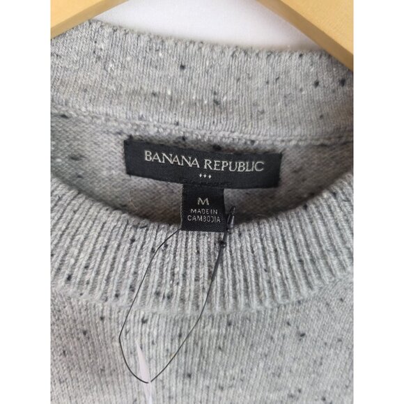Banana Republic Mens Sweater Size Medium Gray Wool Blend Knit Long Sleeve Top - Picture 7 of 10